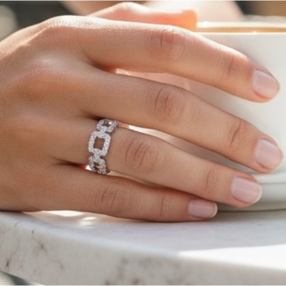 Moissanite solid silver 2.1ct band ring - Picture 1 of 8